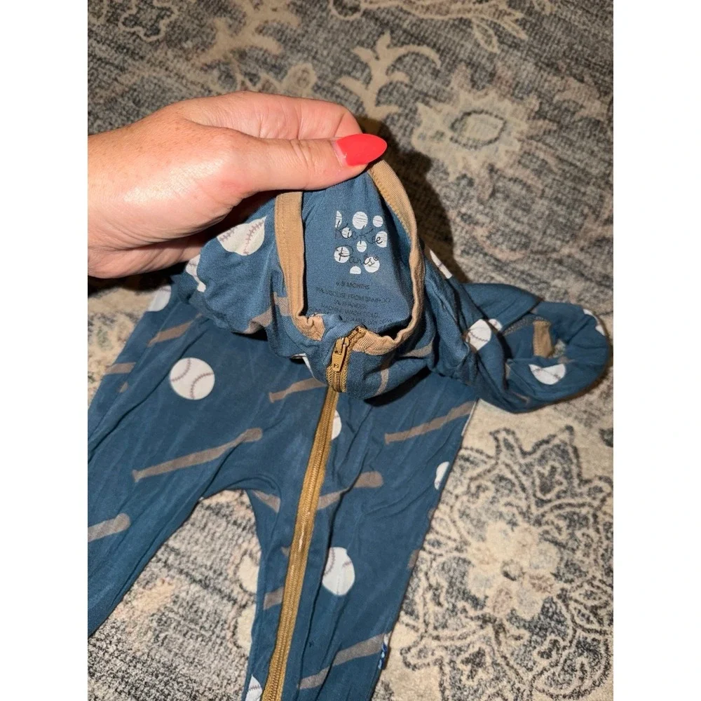 Kickee Pants Bamboo Baseball Onesie Zippie Pajamas Blue